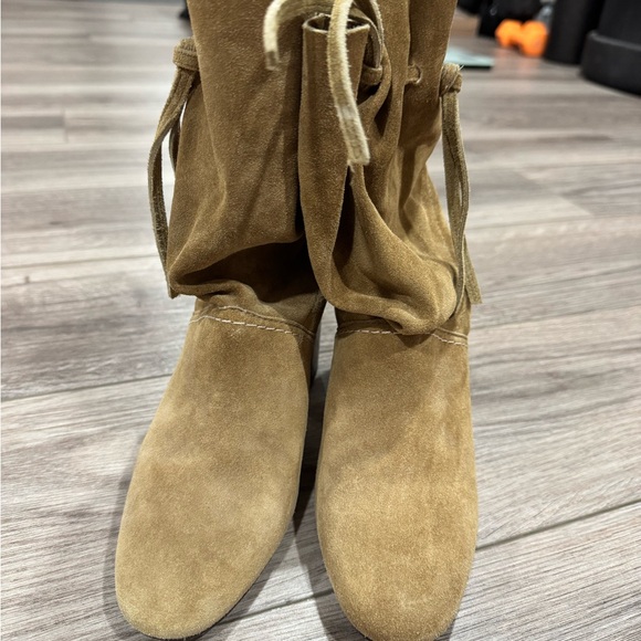 Tory Burch Tan Suede Heeled Boots - Picture 2 of 4